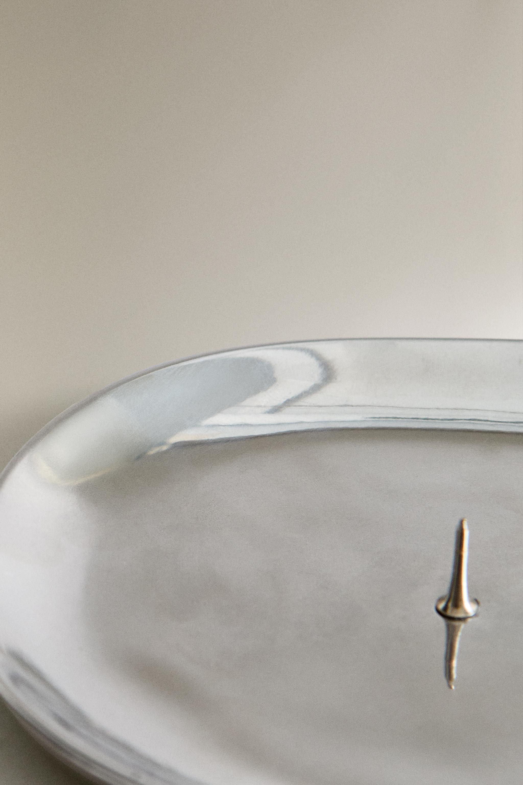 SILVER ALUMINUM TEALIGHT HOLDER